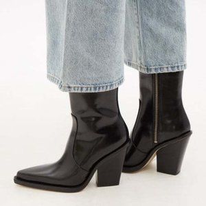 WESTERN PARIS TEXAS BLACK ‘RODEO’ LEATHER ANKLE BOOTS